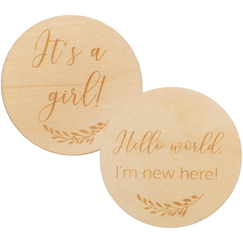 Wooden Milestone Cards For Newborn Photo Props Growth Keepsakes 2Pcs - Image 1